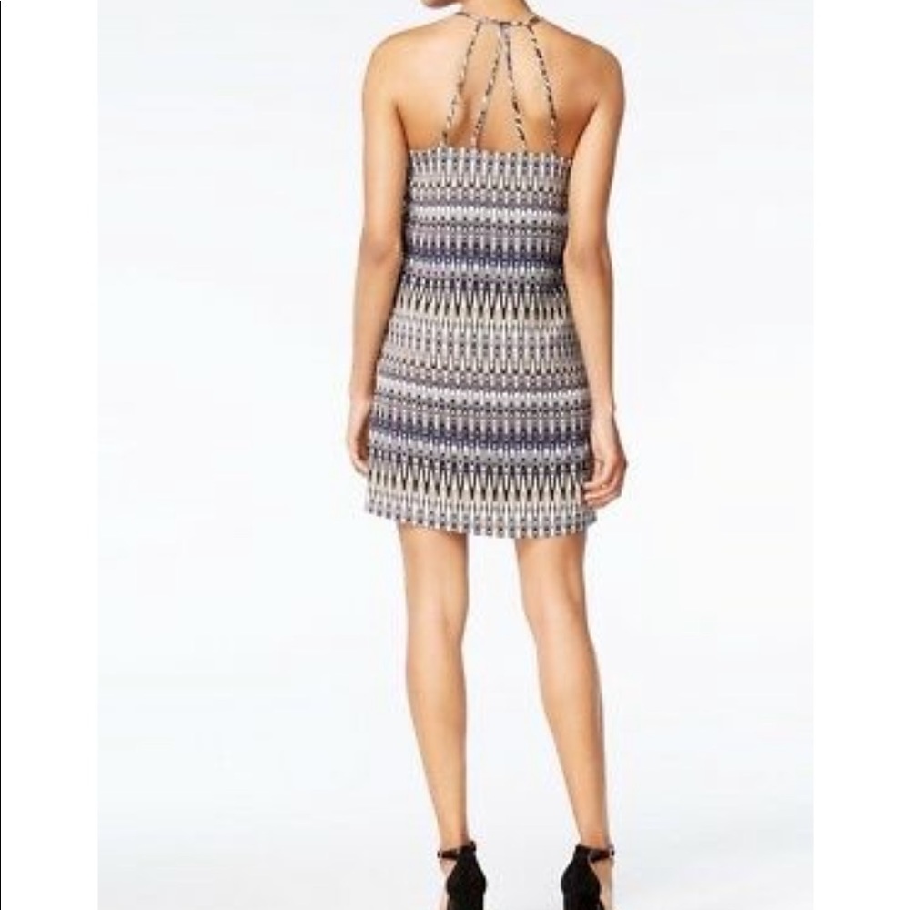 Kensie Printed Strappy-Back Shift Dress